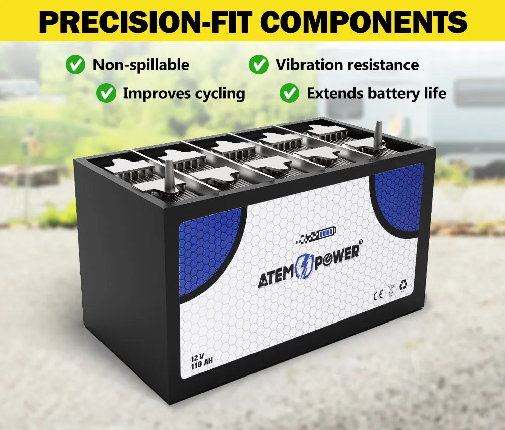 110AH 12V AGM Battery AMP Hour SLA Deep Cycle Dual Fridge with Battery Box