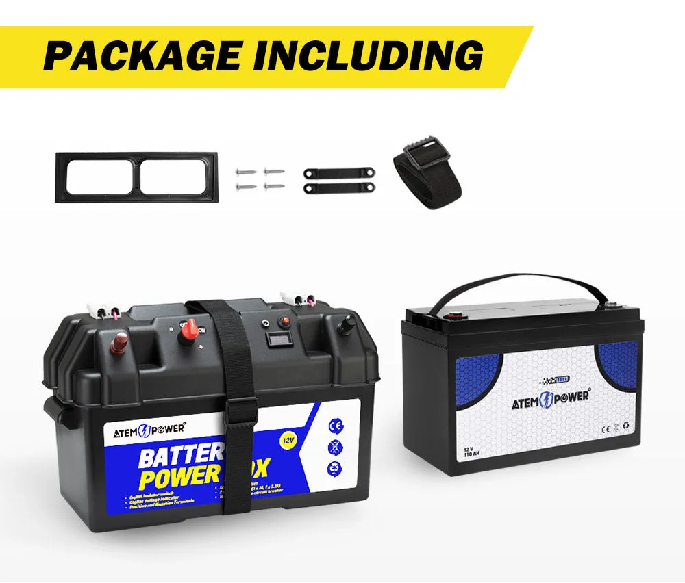 110AH 12V AGM Battery AMP Hour SLA Deep Cycle Dual Fridge with Battery Box