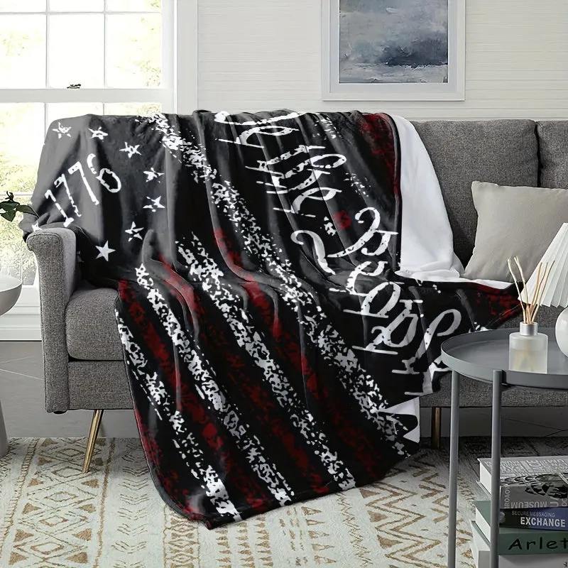 1pc Cozy Retro American Flag Throw Blanket - Soft, Warm, and Durable Throws for Camping, Office, Lunch Break, and Gifts for Men, Husband, Father, Military Officer, and Soldier