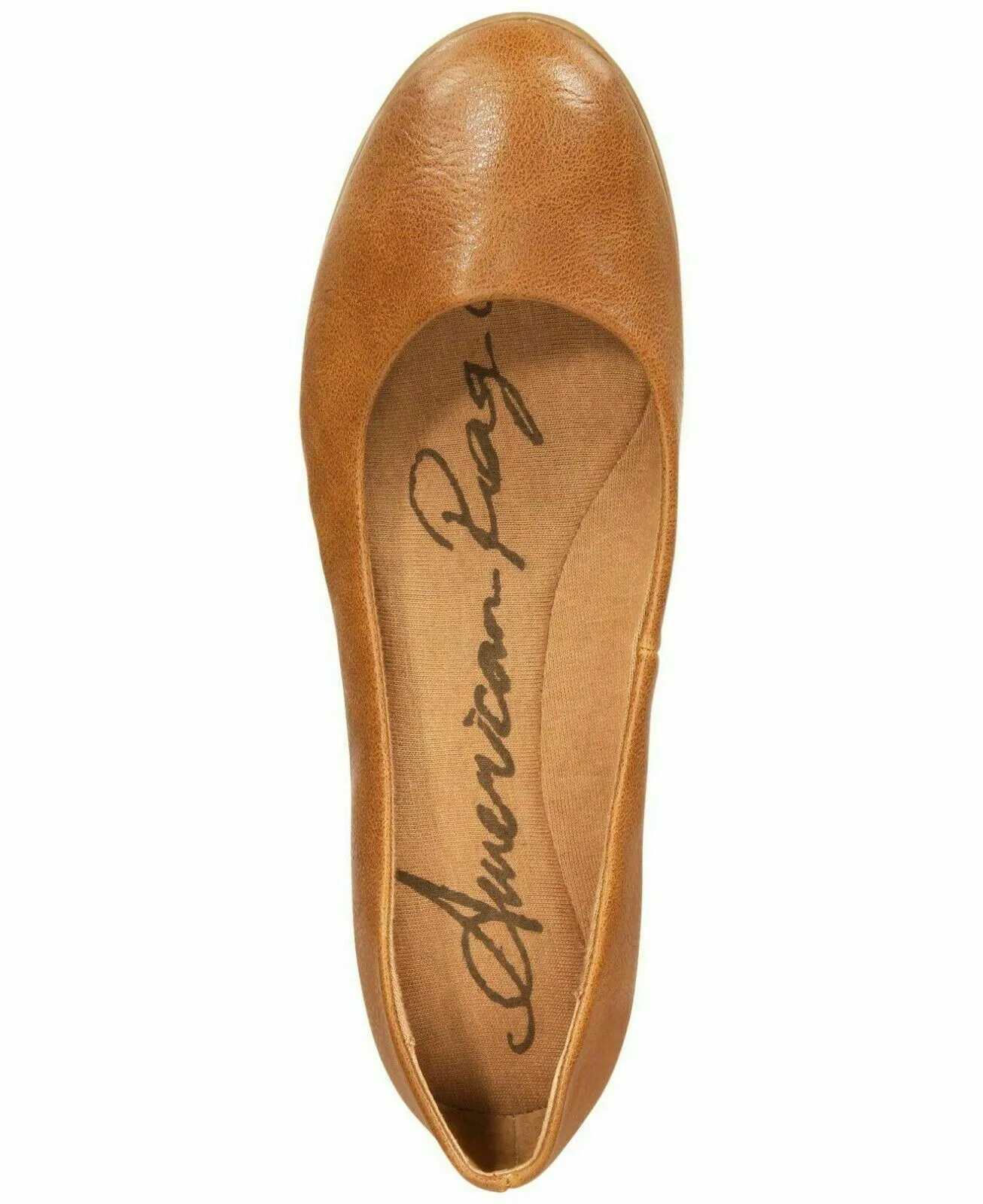 American Rag Ellie Women Cognac Color Faux Leather Almond Toe Slide Flats Shoe 9
