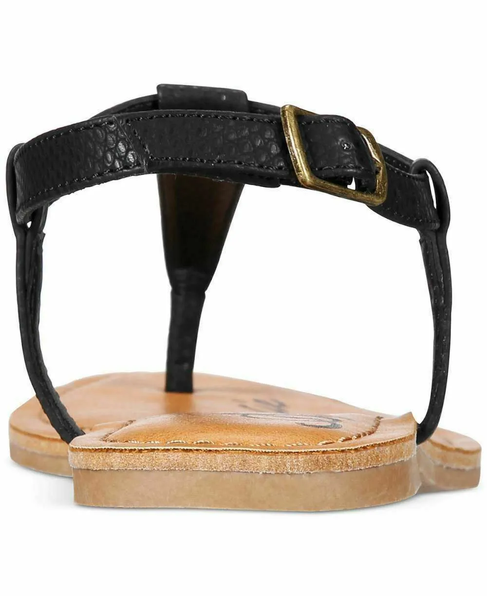 American Rag Women A krista Leather Split Toe Casual T-Strap Black Shoe US 7.5 W
