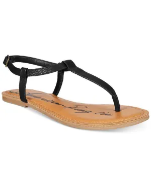 American Rag Women A krista Leather Split Toe Casual T-Strap Black Shoe US 7.5 W