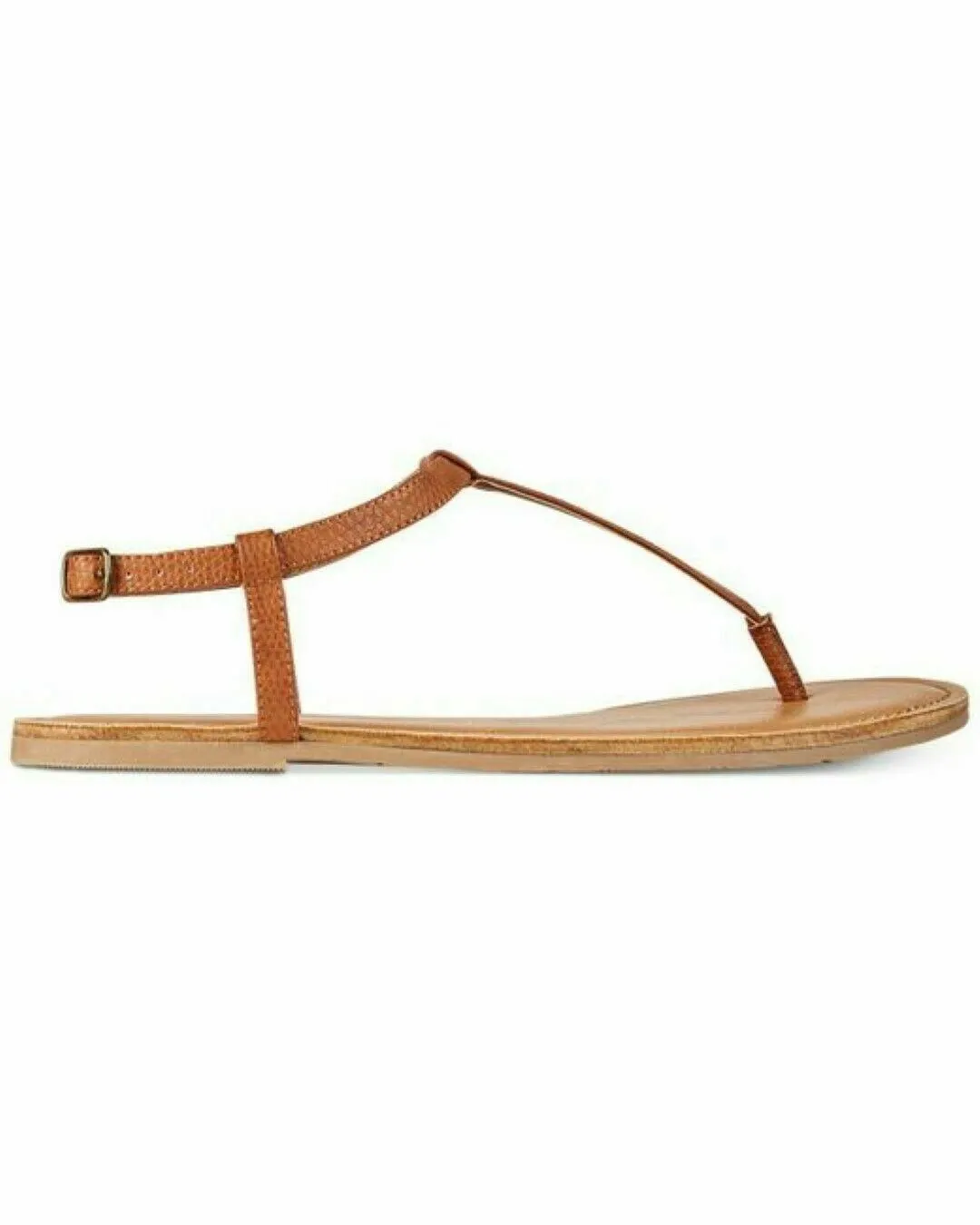 American Rag Women Akrista Leather Open Toe Casual T-Strap Cognac Shoe Size 9.5