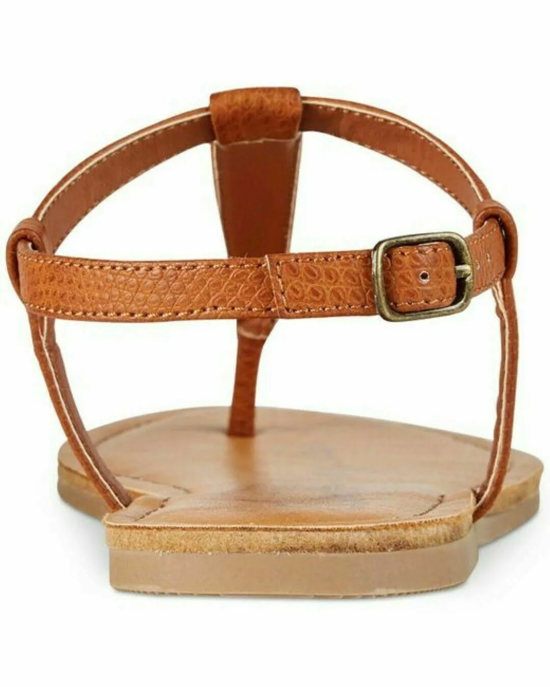 American Rag Women Akrista Leather Open Toe Casual T-Strap Cognac Shoe Size 9.5