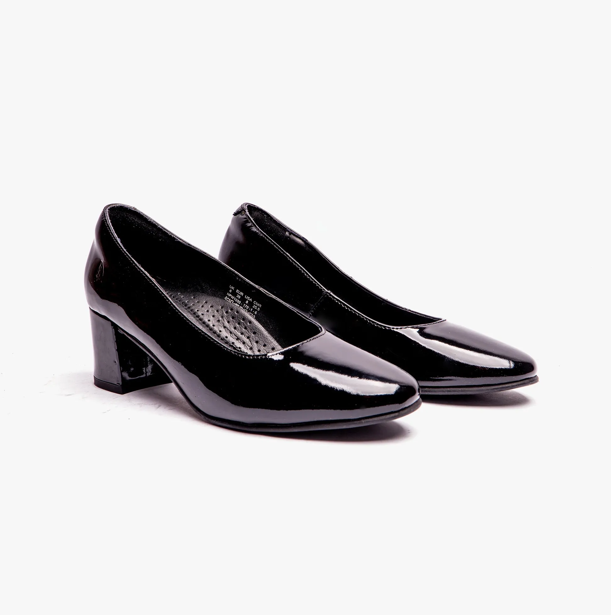 ANNA Ladies Leather Court Shoes Patent Black