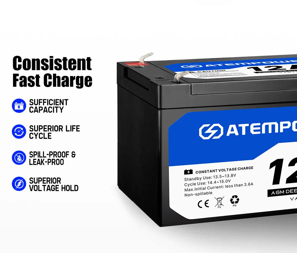 Atem Power 12AH 12V AGM Deep Cycle Battery SLA UPS Solar Alarm Toy Camping 4WD