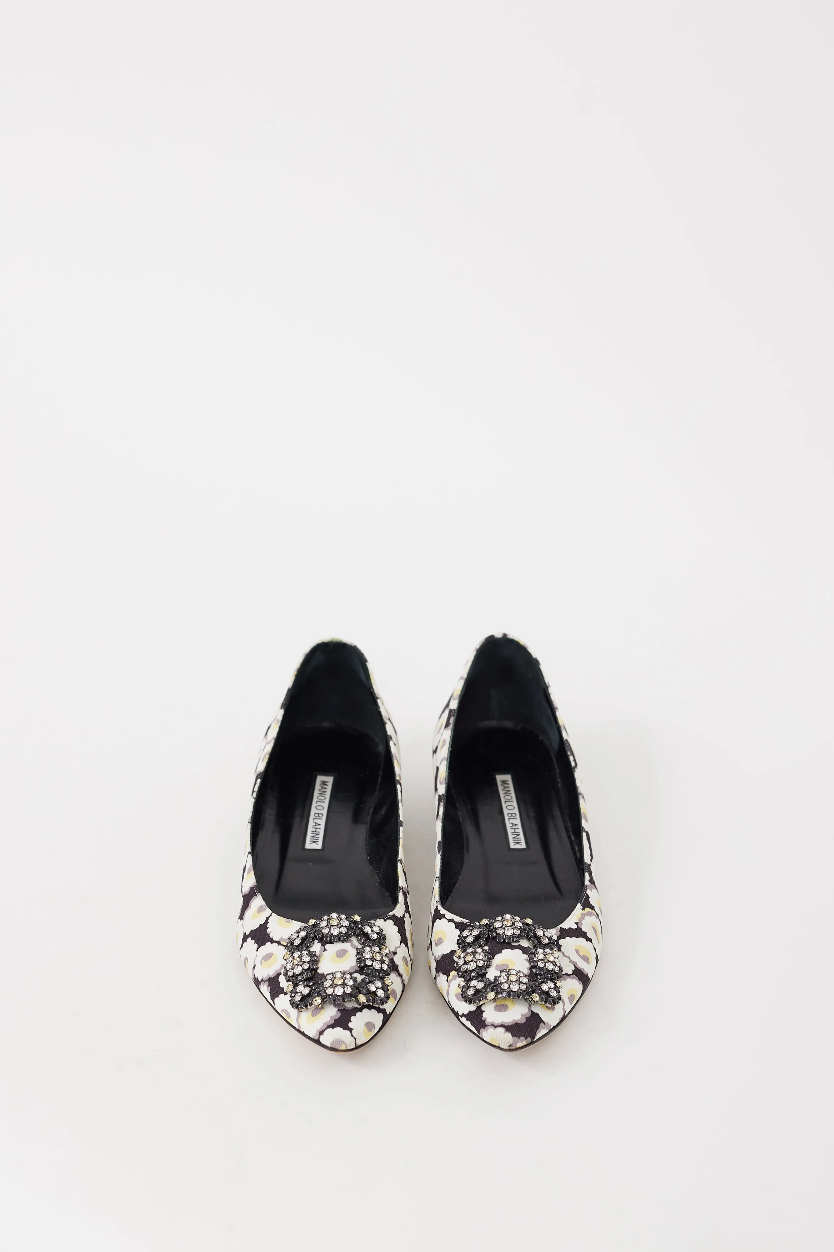 Black & Multicolour Hangisi Floral Jewel Flat