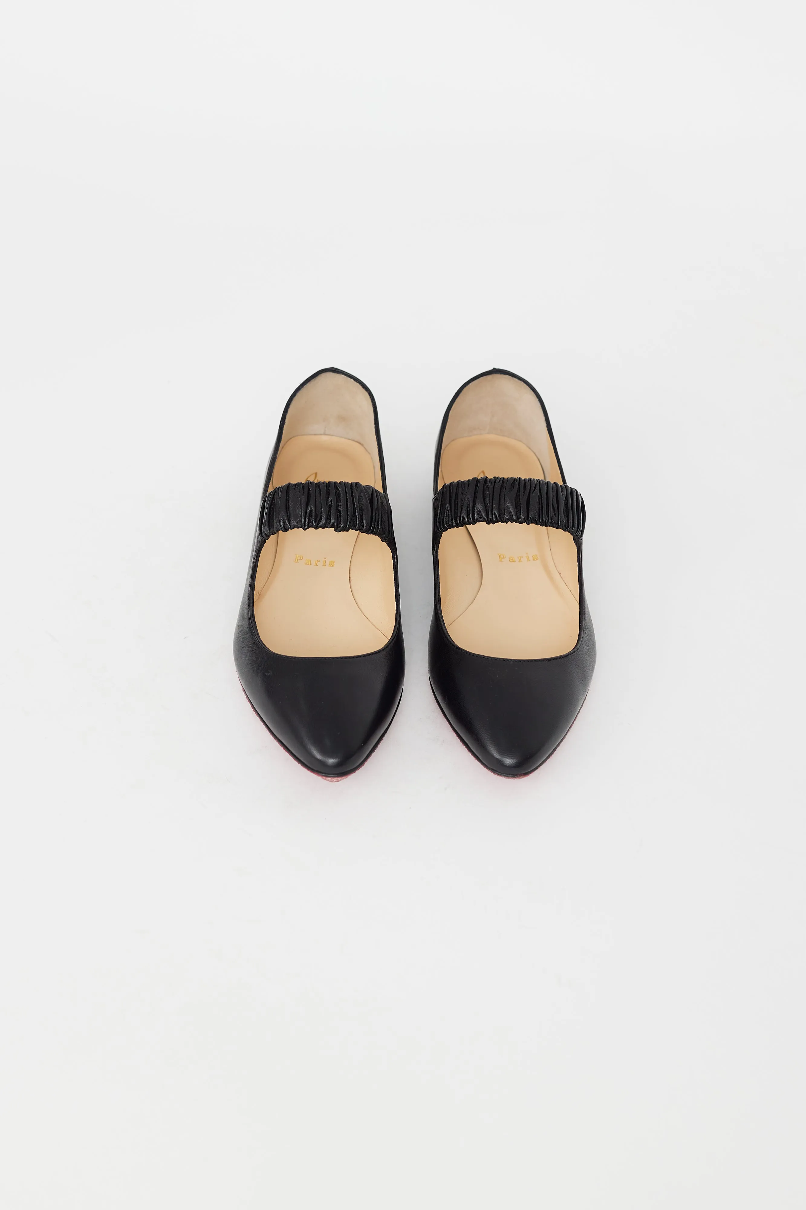 Black Leather Mary Jane Flat