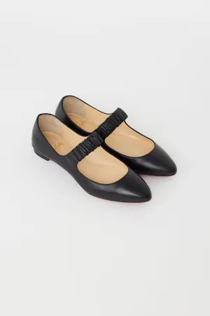 Black Leather Mary Jane Flat