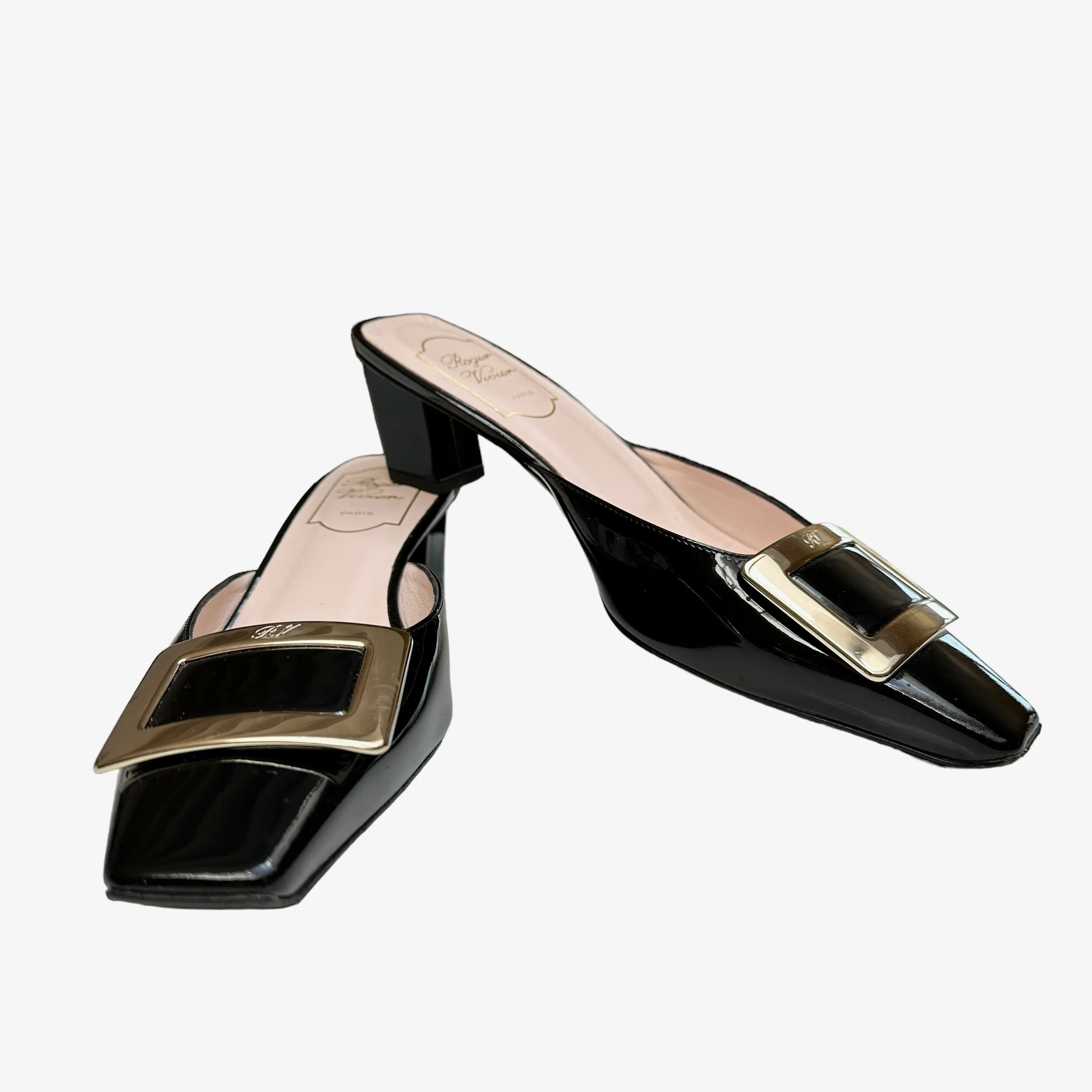 Black Patent Mules - 8