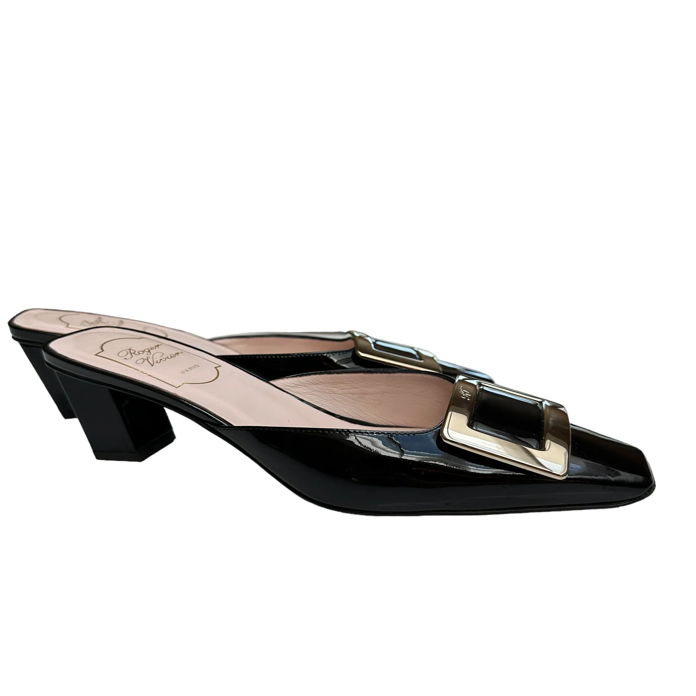 Black Patent Mules - 8