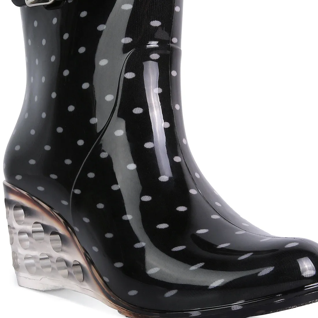 Black Polka Pattern Rain Boots