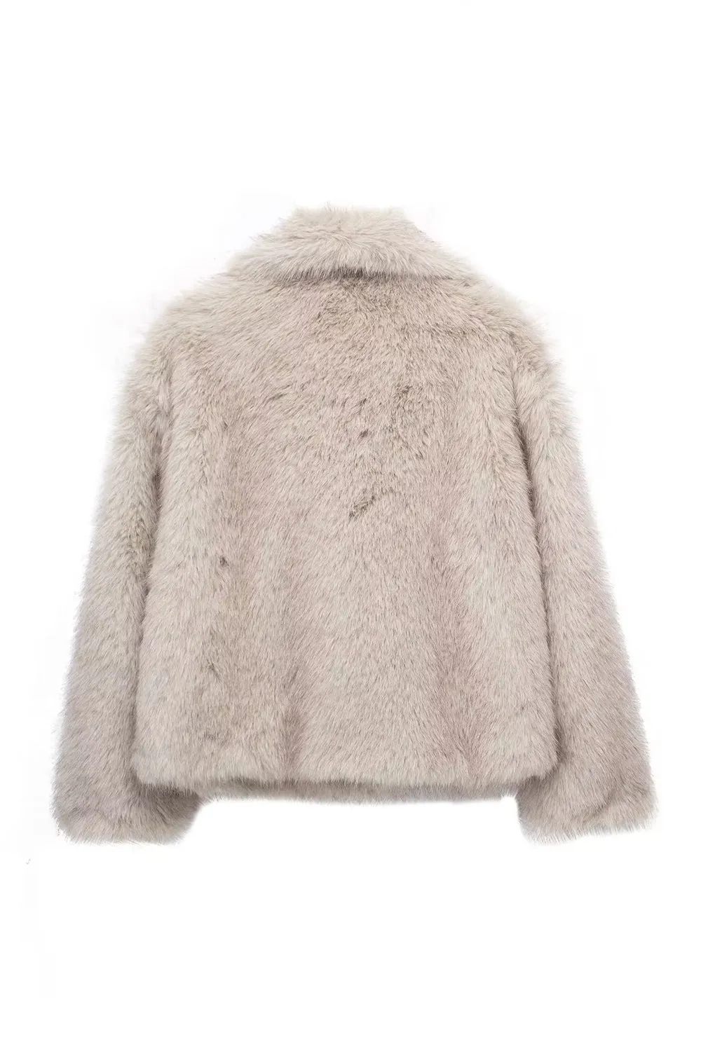 Black Shawl Lapel Short Fitted Faux Fur Coat