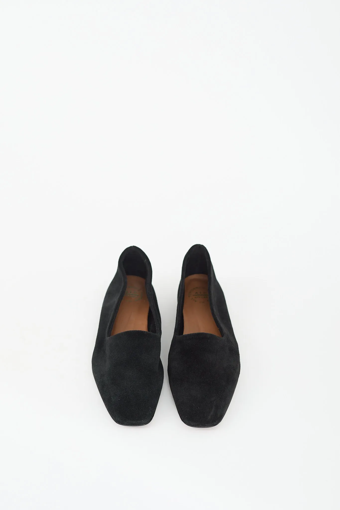 Black Suede Andrano Square Toe Flat