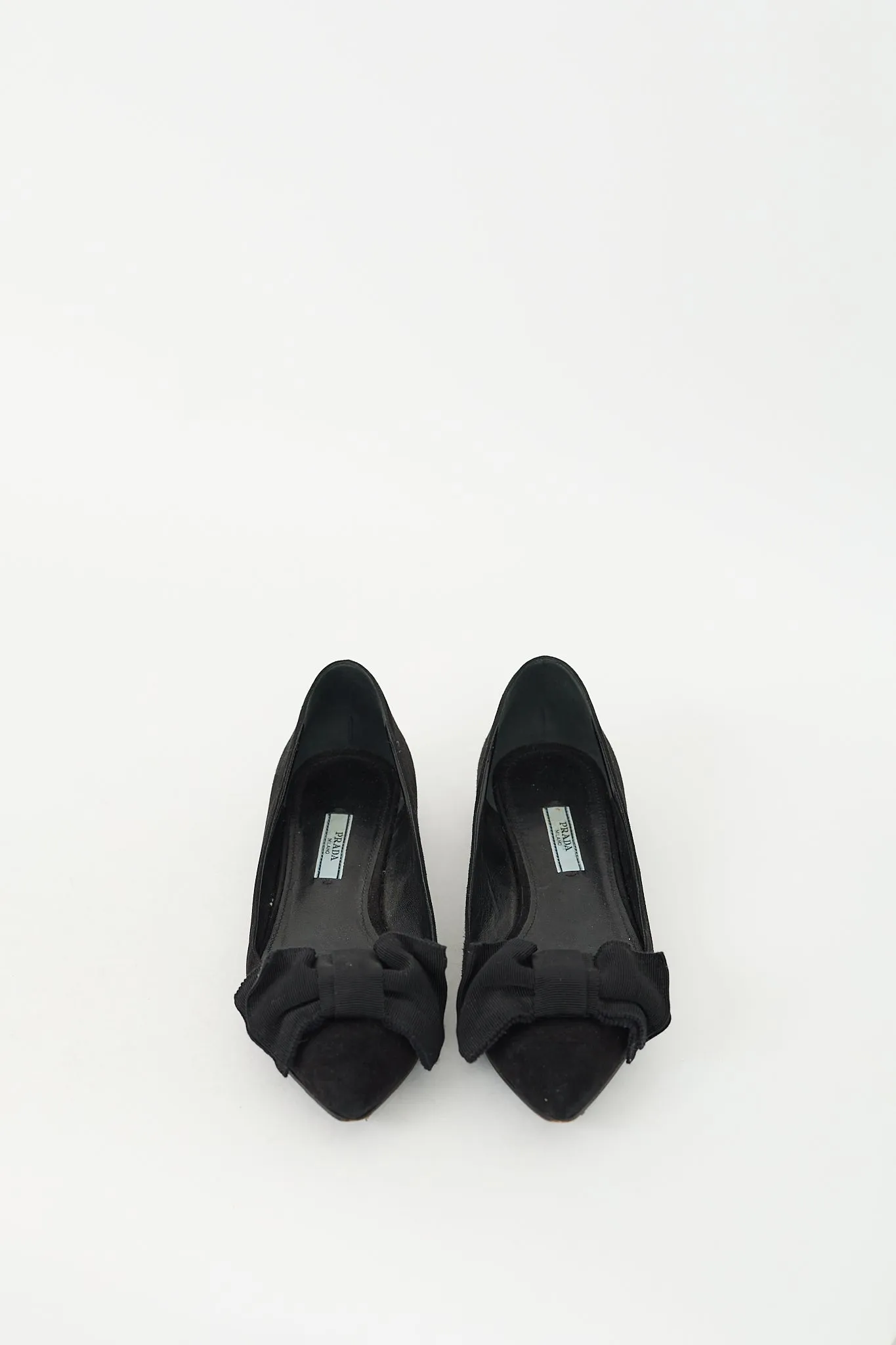 Black Suede Pointed Toe Bow Flat