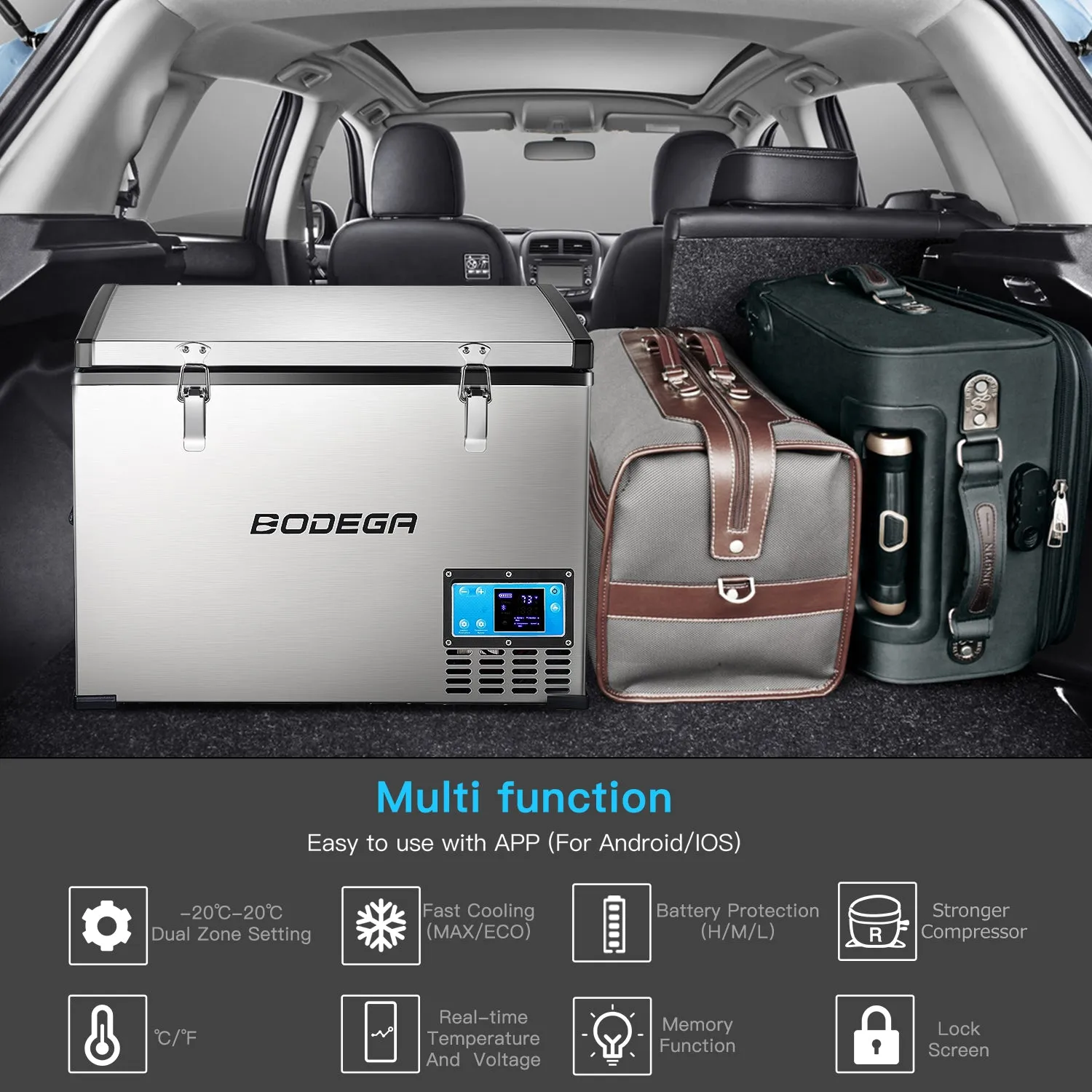 BODEGAcooler Portable Fridge Freezer 64QT/60L Large Capacity