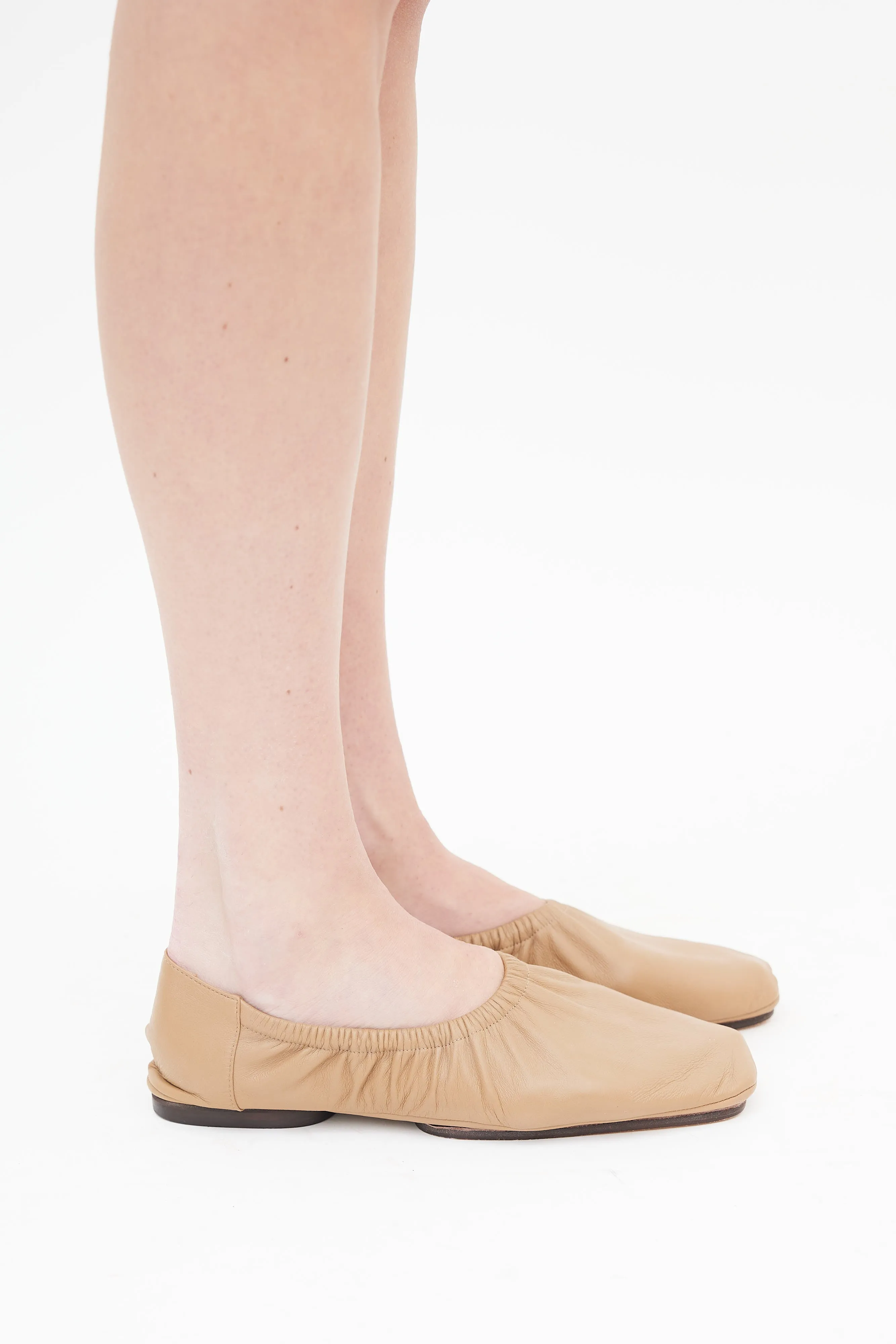 Brown Leather Travel Ballerina Flat