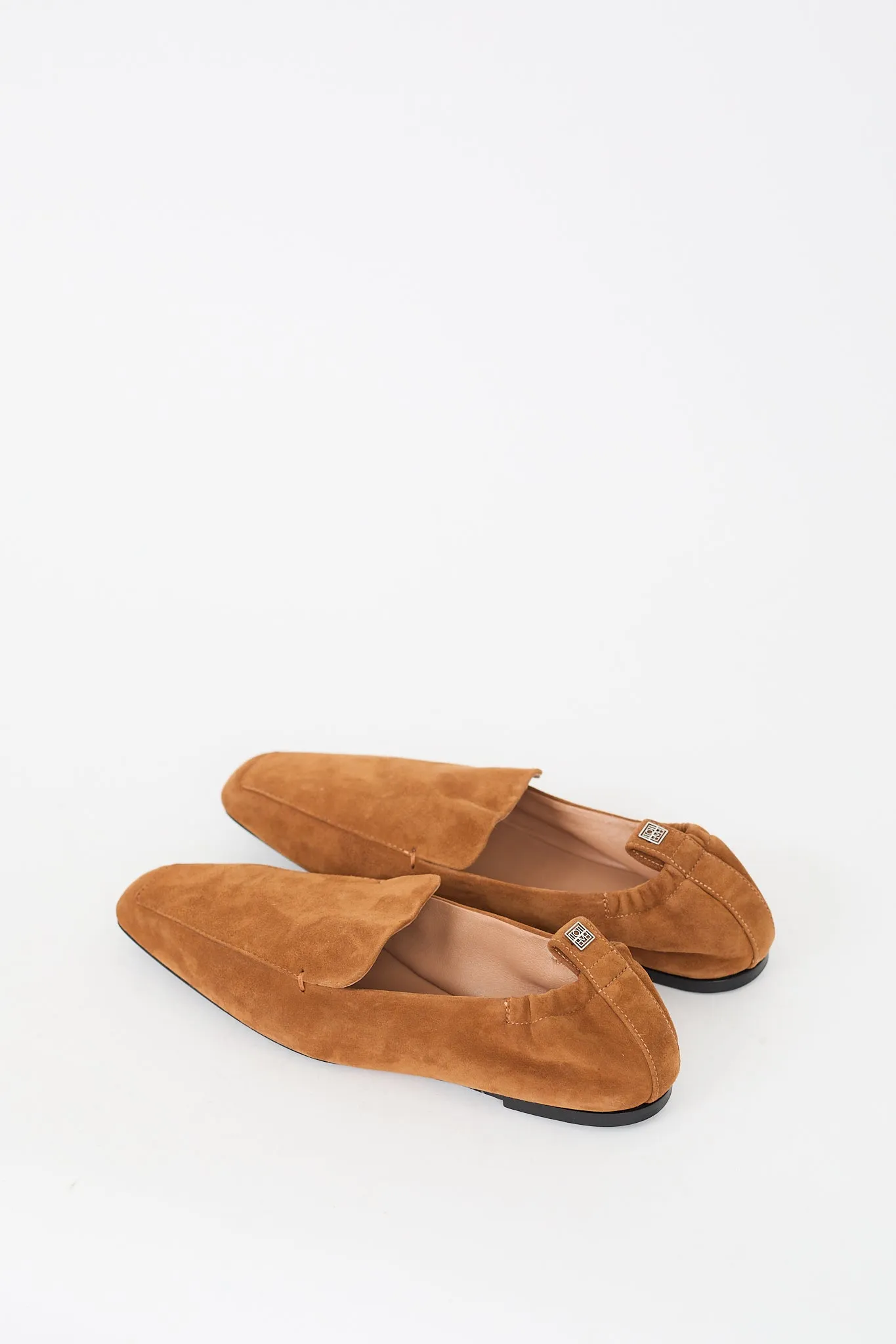 Brown Suede Square Toe Flat