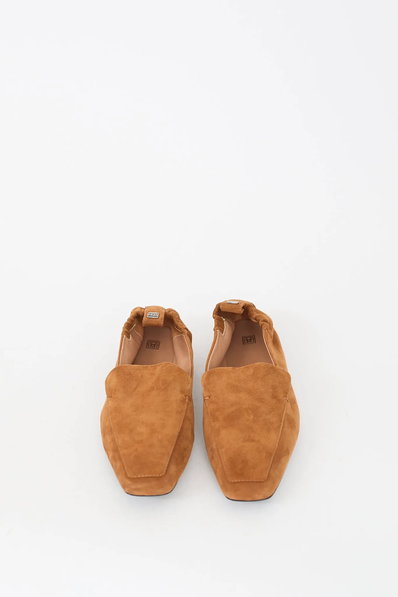Brown Suede Square Toe Flat