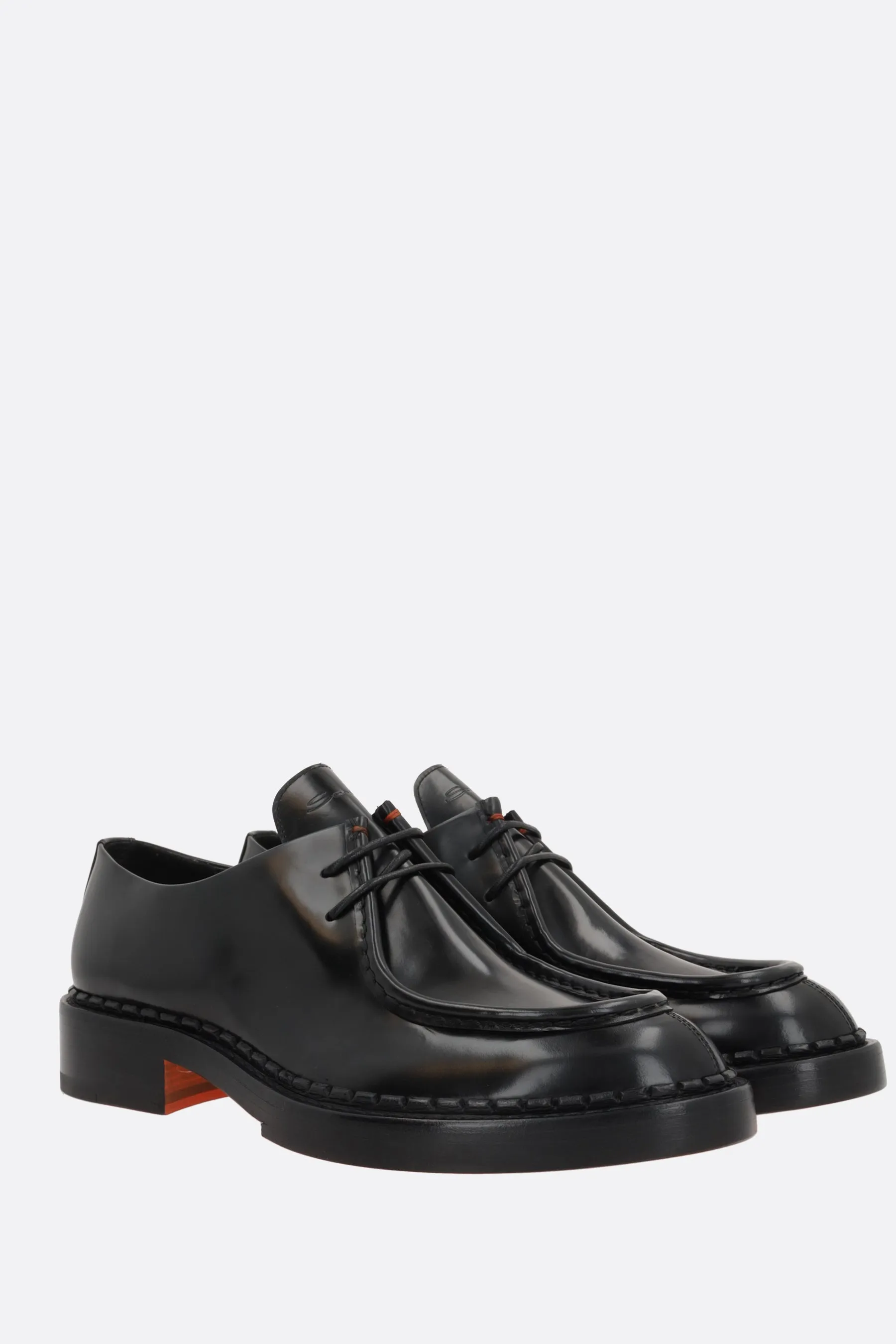 brushed leather lace-up shoes