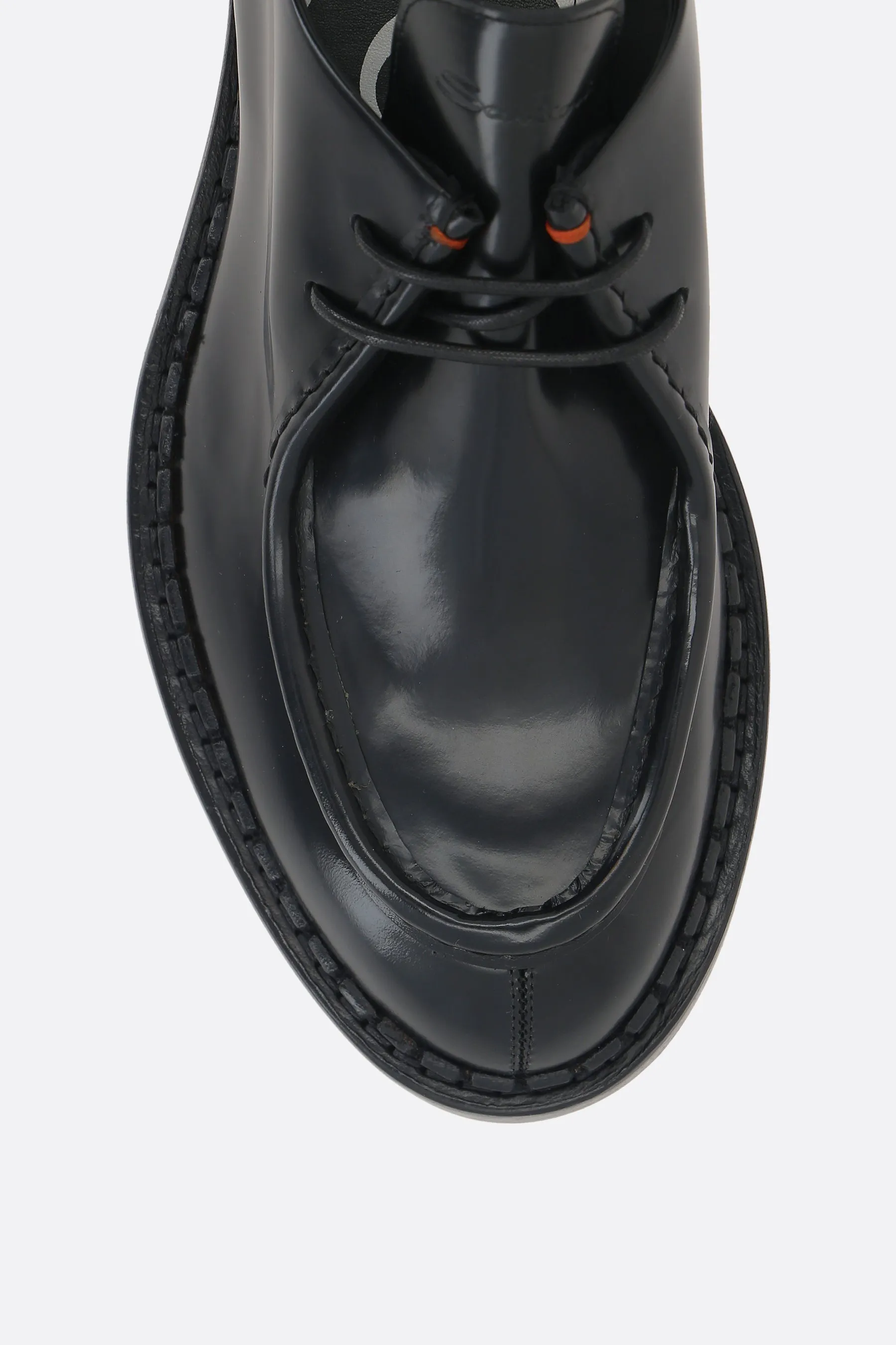 brushed leather lace-up shoes