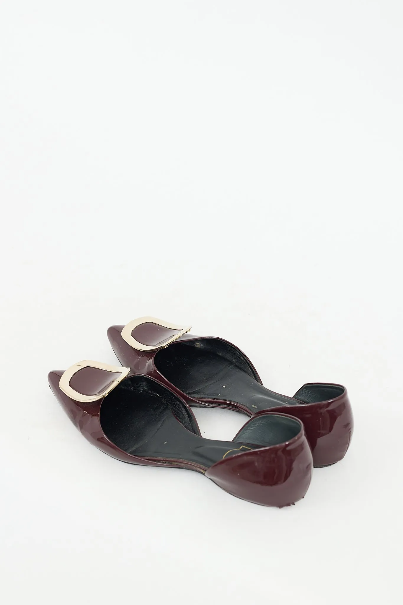 Burgundy Patent Leather D'orsay Flat