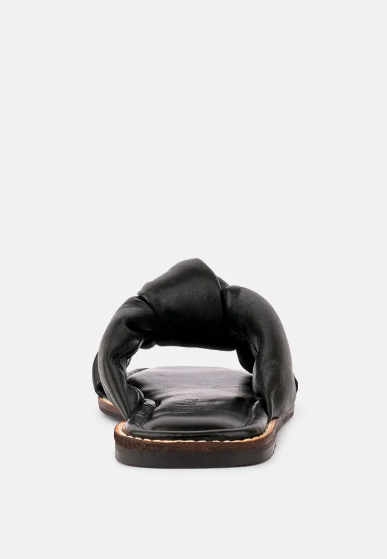 CHUBS Black Puffy Strap Sliders Flat