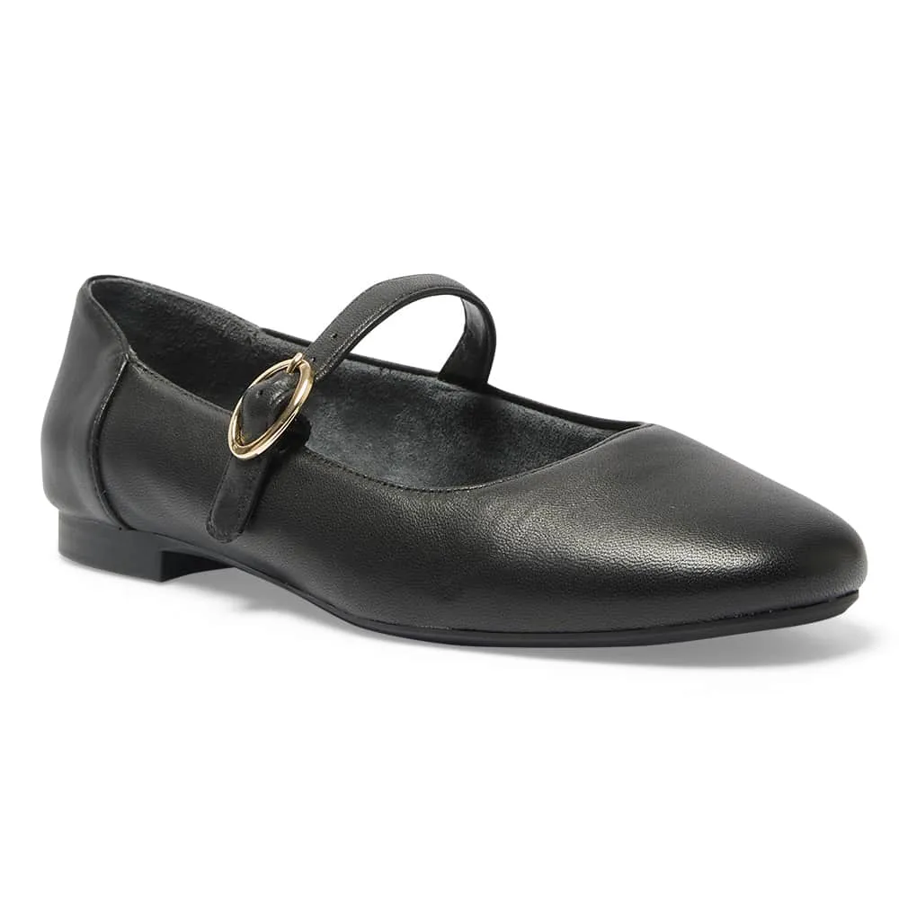 Colby Flat in Black Leather