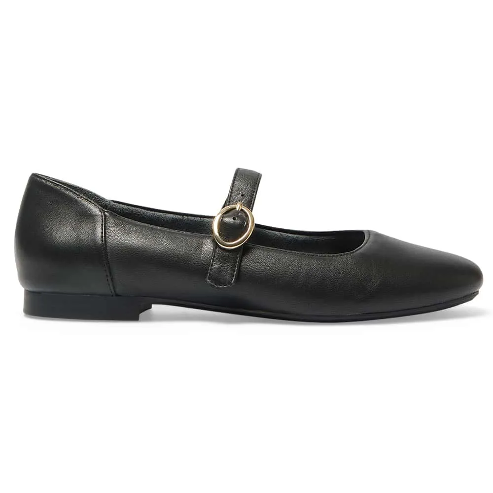 Colby Flat in Black Leather