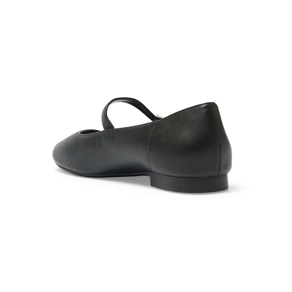 Colby Flat in Black Leather