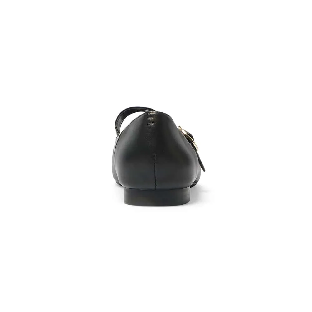 Colby Flat in Black Leather
