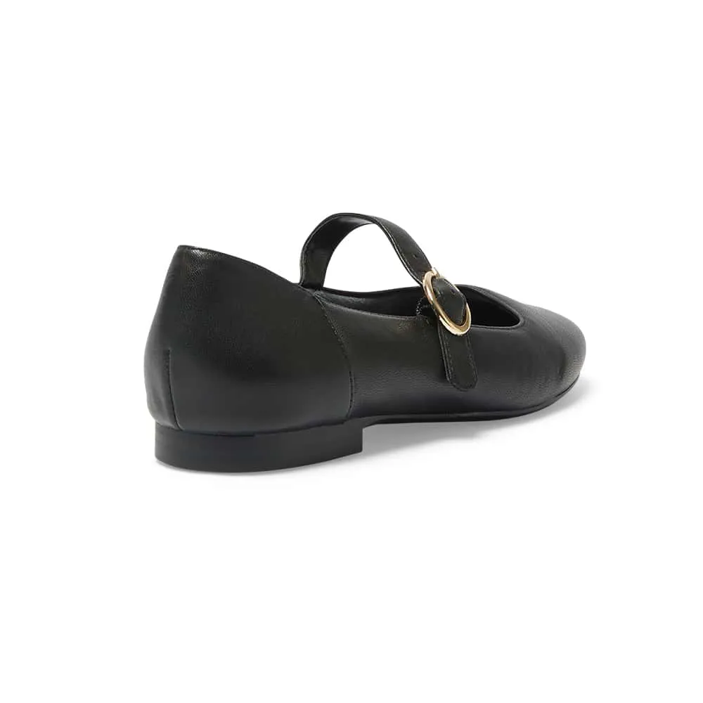 Colby Flat in Black Leather