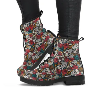 Combat Boots - Skulls & Tequila | Boho Shoes, Goth Boots, Gothic Boots, 90s Boots, 2000s Boots, Hipster Boots, Handmade Lace Up Boots