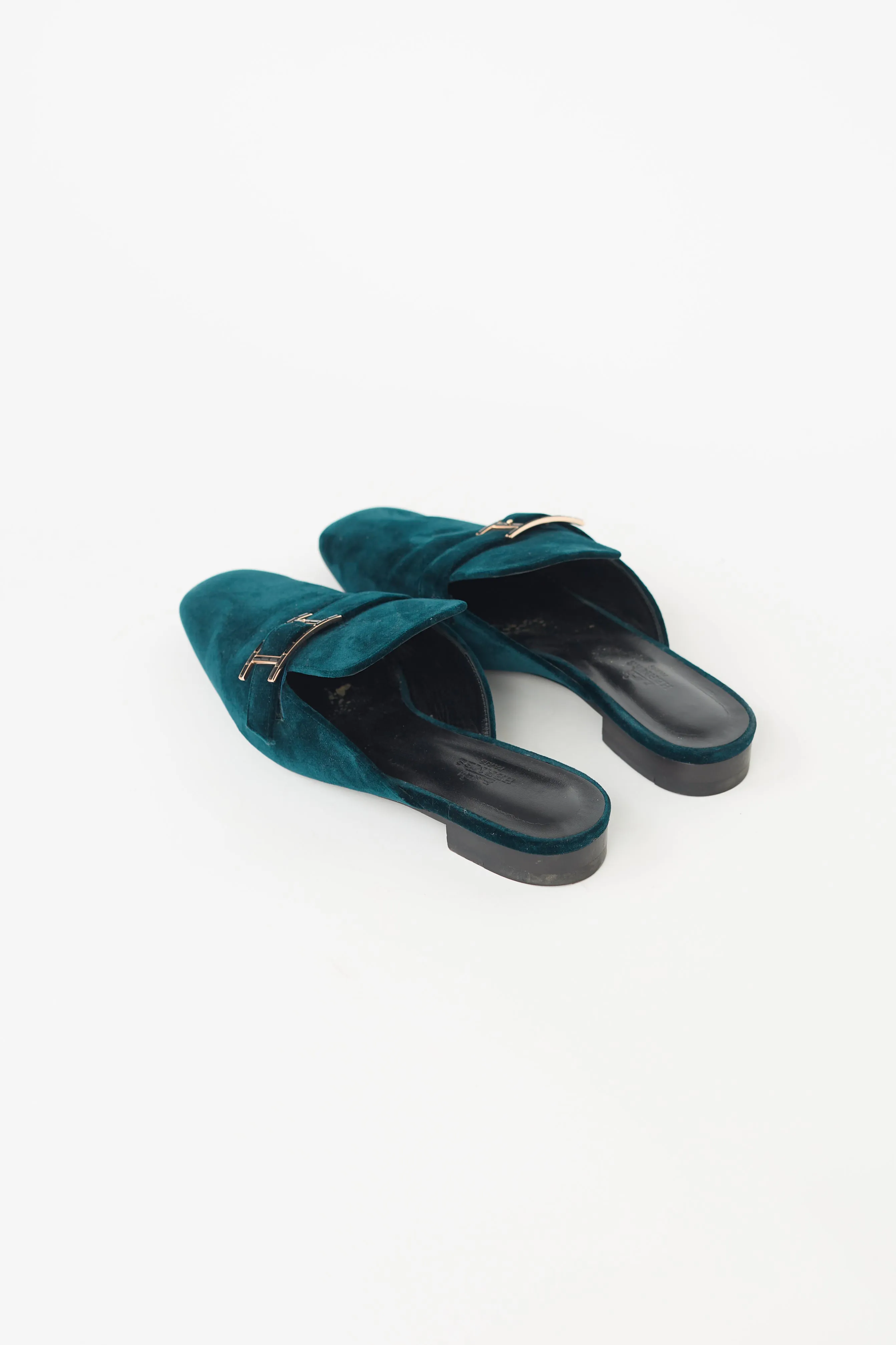 Dark Green Velvet Beauty Mule