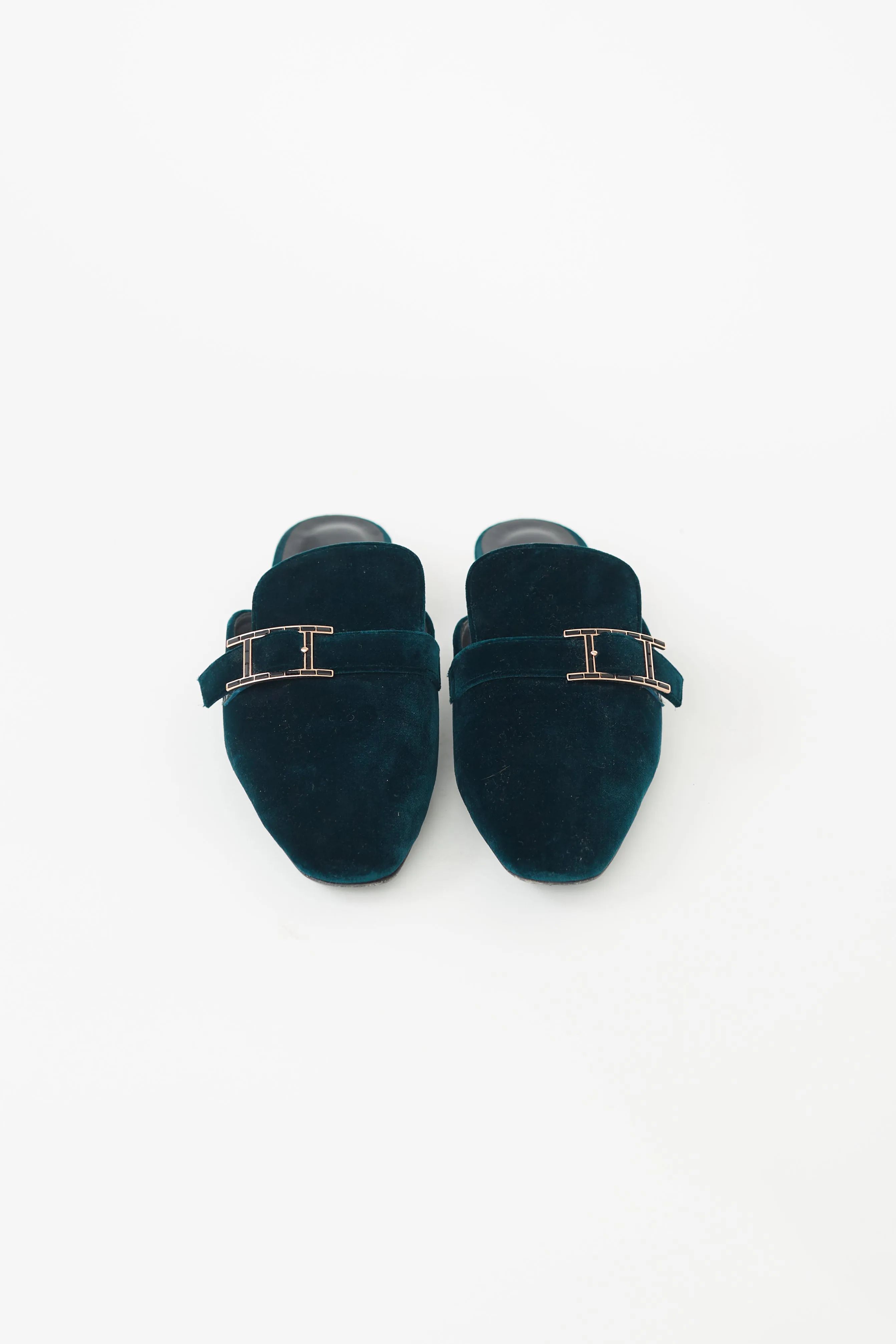 Dark Green Velvet Beauty Mule