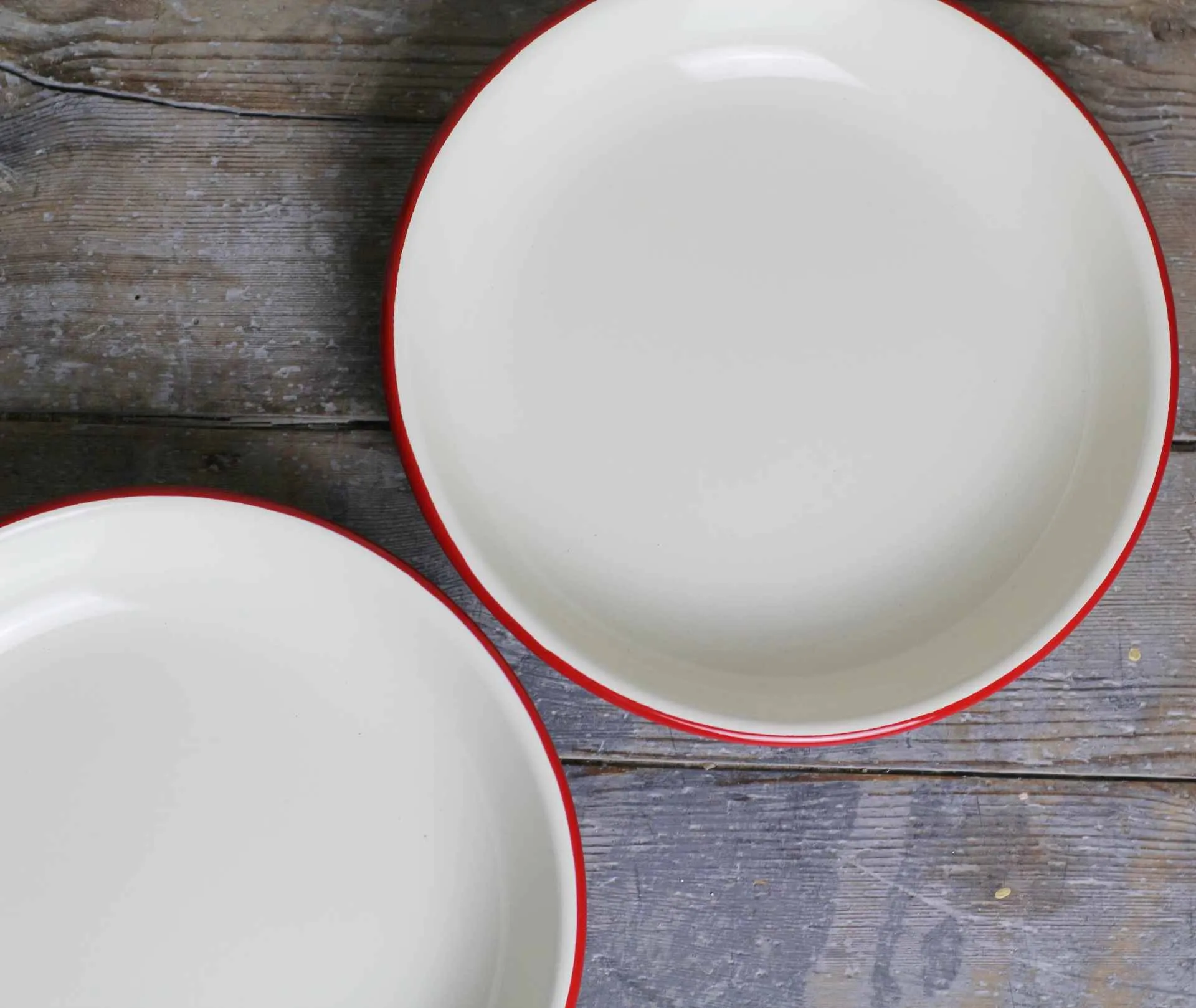 Enamel Pasta Bowl - Cream & Red