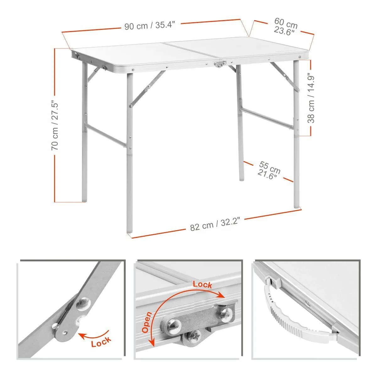 Folding Outdoor Camping Table | Lightweight Aluminum | Adjustable Height | 3 FT Length