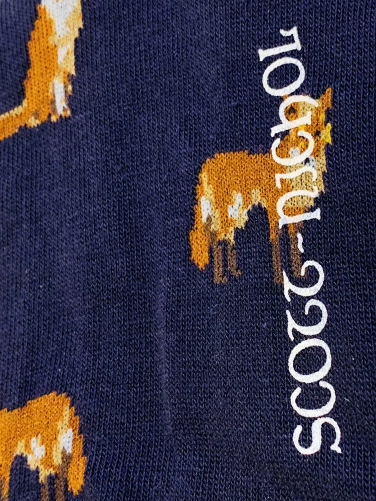 Fox Motif Soft Cotton Socks – Navy