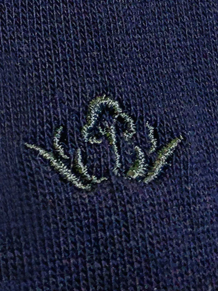 Fox Motif Soft Cotton Socks – Navy