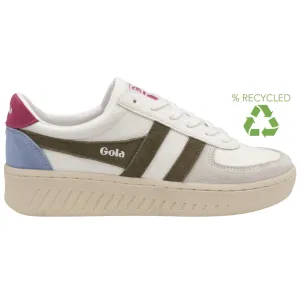 gola: grandslam trident-white/khaki/fluorescent pink