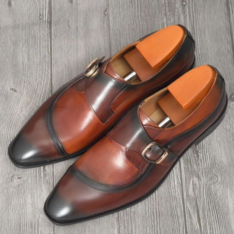 Hand Painted Brown Leather Shoes