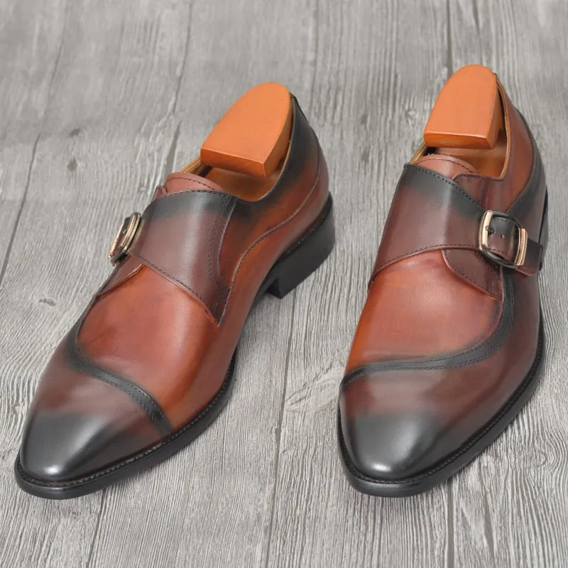 Hand Painted Brown Leather Shoes