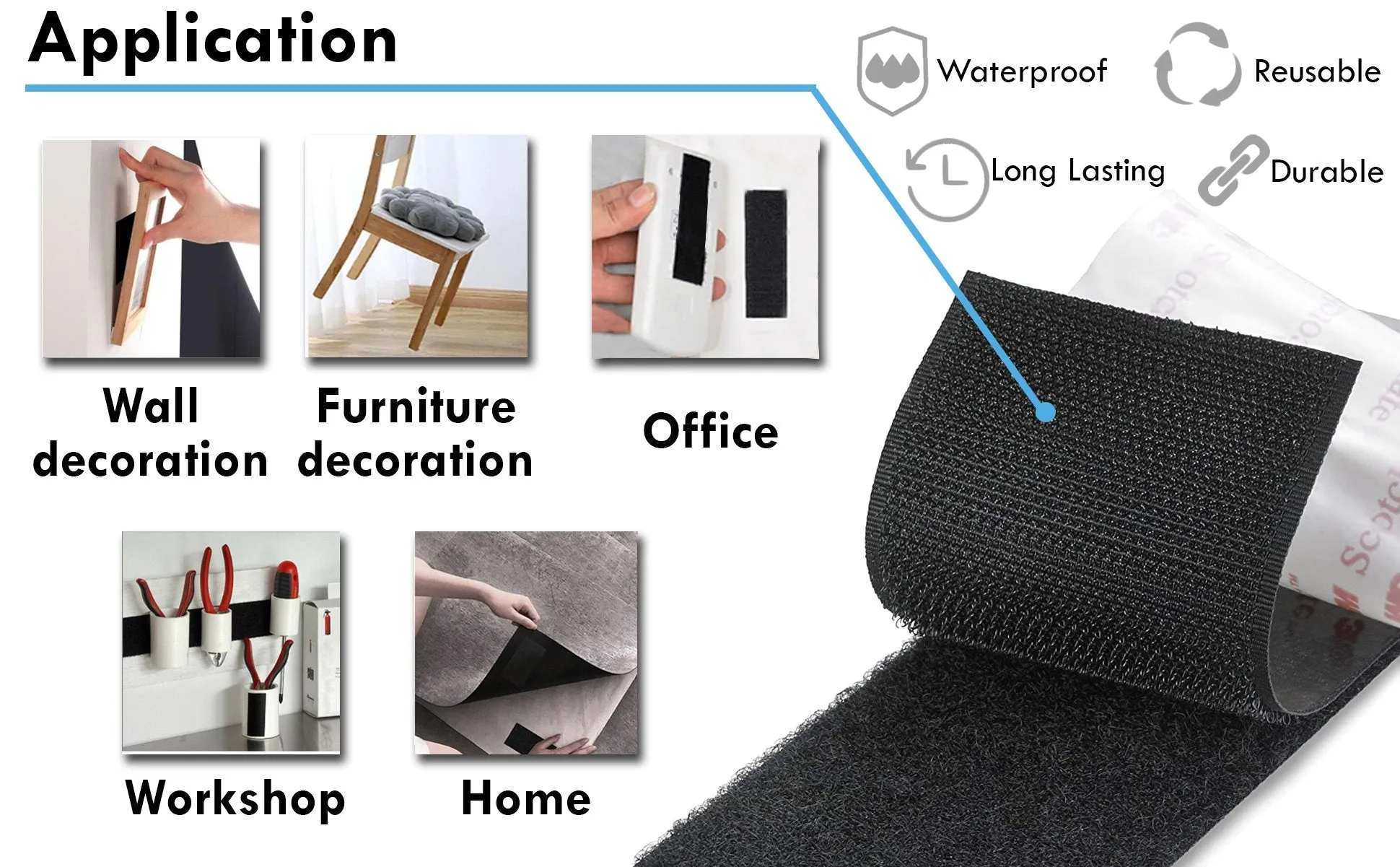 Hook and Loop Tape with 3M Adhesive Back