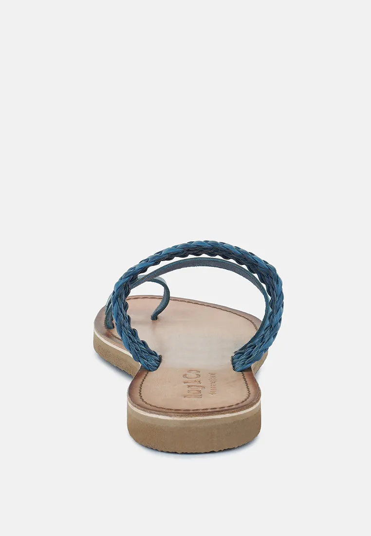 ISIDORA Blue Braided Leather Flat Sandal