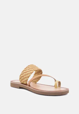 ISIDORA Mustard Braided Leather Flat Sandal