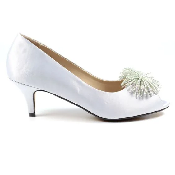 Lunar Lucia Silver Satin Beaded Shoe