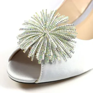 Lunar Lucia Silver Satin Beaded Shoe
