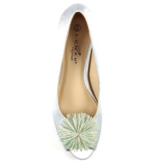 Lunar Lucia Silver Satin Beaded Shoe