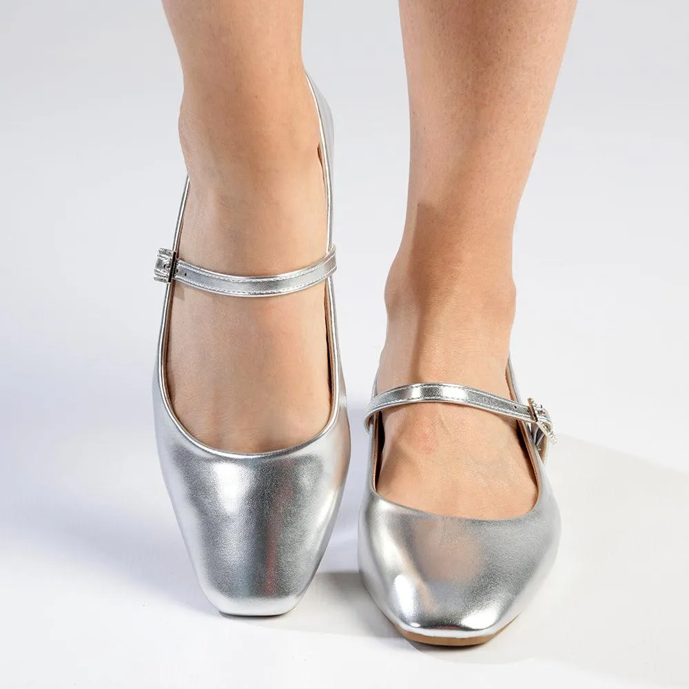 Madison Jackilee Pump With Buckle Strap - Silver
