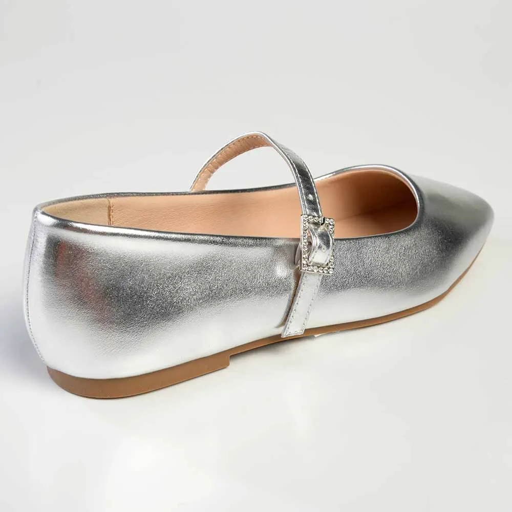 Madison Jackilee Pump With Buckle Strap - Silver